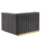 Modway Conjure Channel Tufted Performance Velvet Right-Arm Chair In Gold/Gray