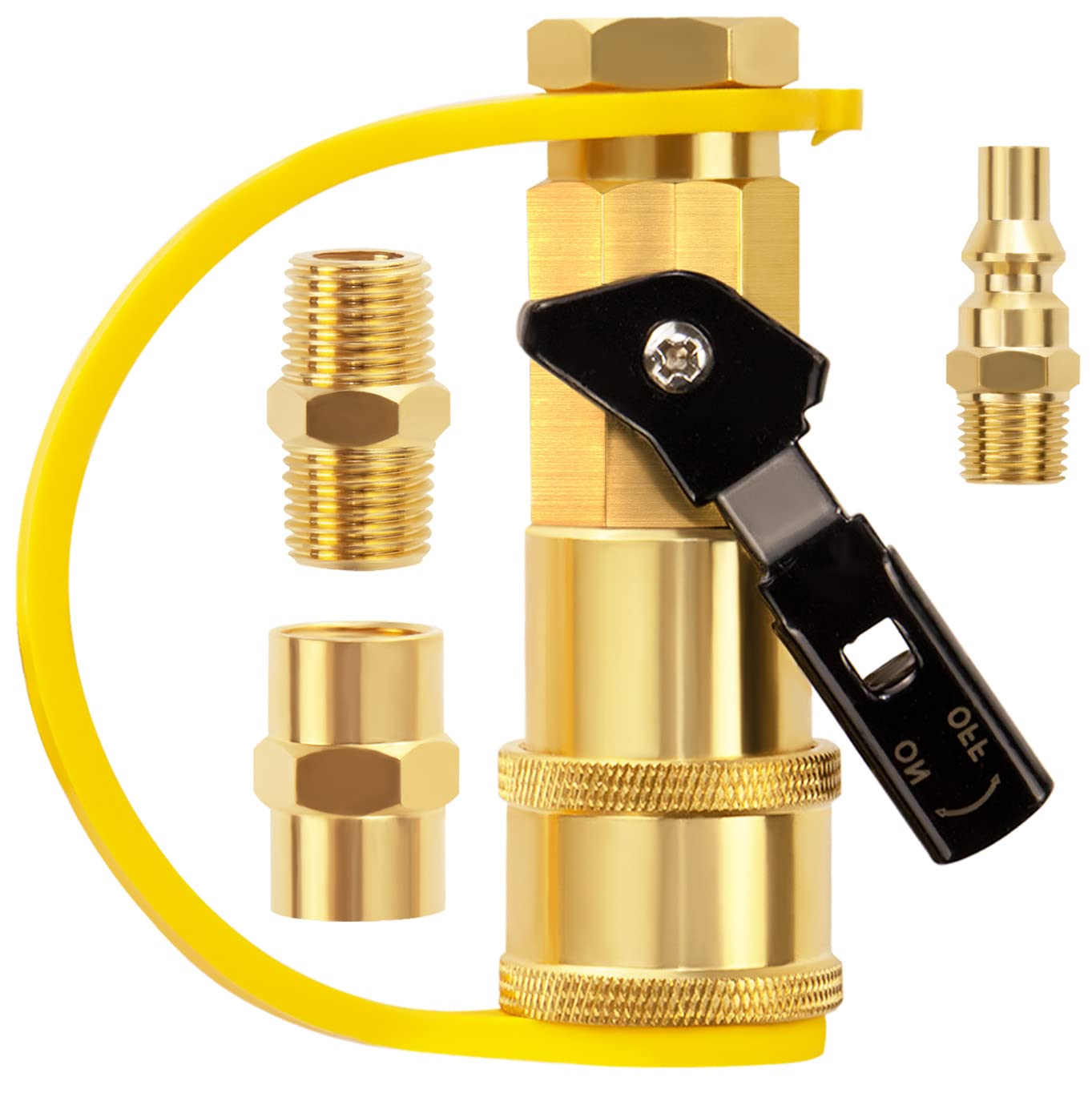 Dozyant 1/4' Rv Propane Quick Connect Adapter For Propane Hose, Quick Connect Or Disconnect Kit Fitting Shutoff Valve And Full