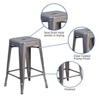 Flash Furniture Lincoln 24'' High Backless Clear Coated Metal Indoor Counter Height Stool with Square Seat