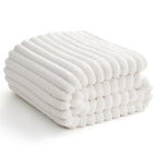 Himeet Fuzzy Blanket Fleece Blanket White Cozy Throw Blanket For Couch Lap Blanket Fluffy Velvet Plush Soft Ribbed Design Wash U