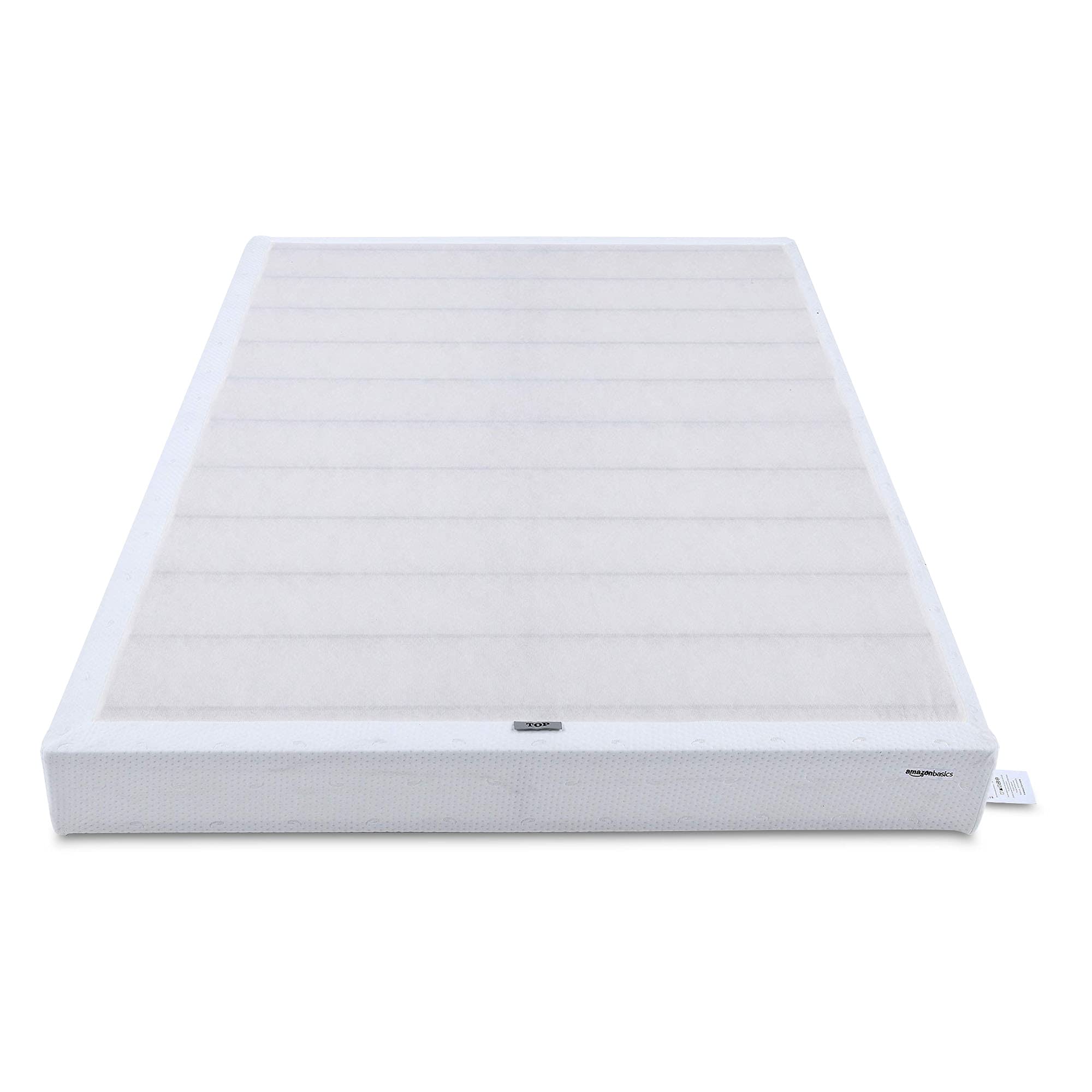 Amazon Basics Smart Box Spring Bed Base, 9-Inch Height Mattress Foundation, Tool-Free Easy Assembly, Full, 74L x 53W x 9H, White