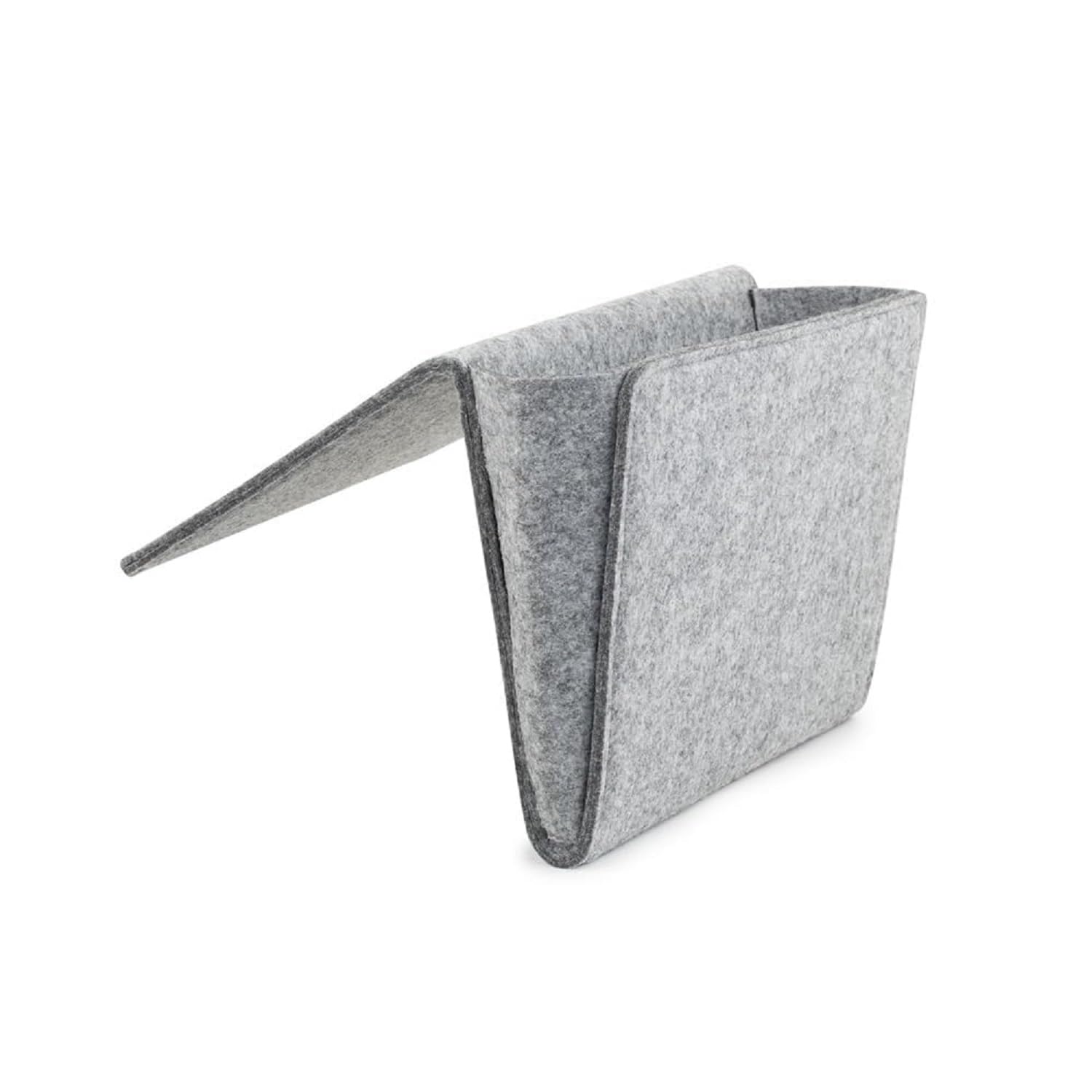 Kikkerland Small Grey Felt Pocket Caddy for Storage - Organization Essentials for Bed, Couch, Home - Holder for Magazines, Books