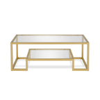 Henn&Hart 45' Wide Rectangular Coffee Table In Brass, Modern Coffee Tables For Living Room, Studio Apartment Essentials