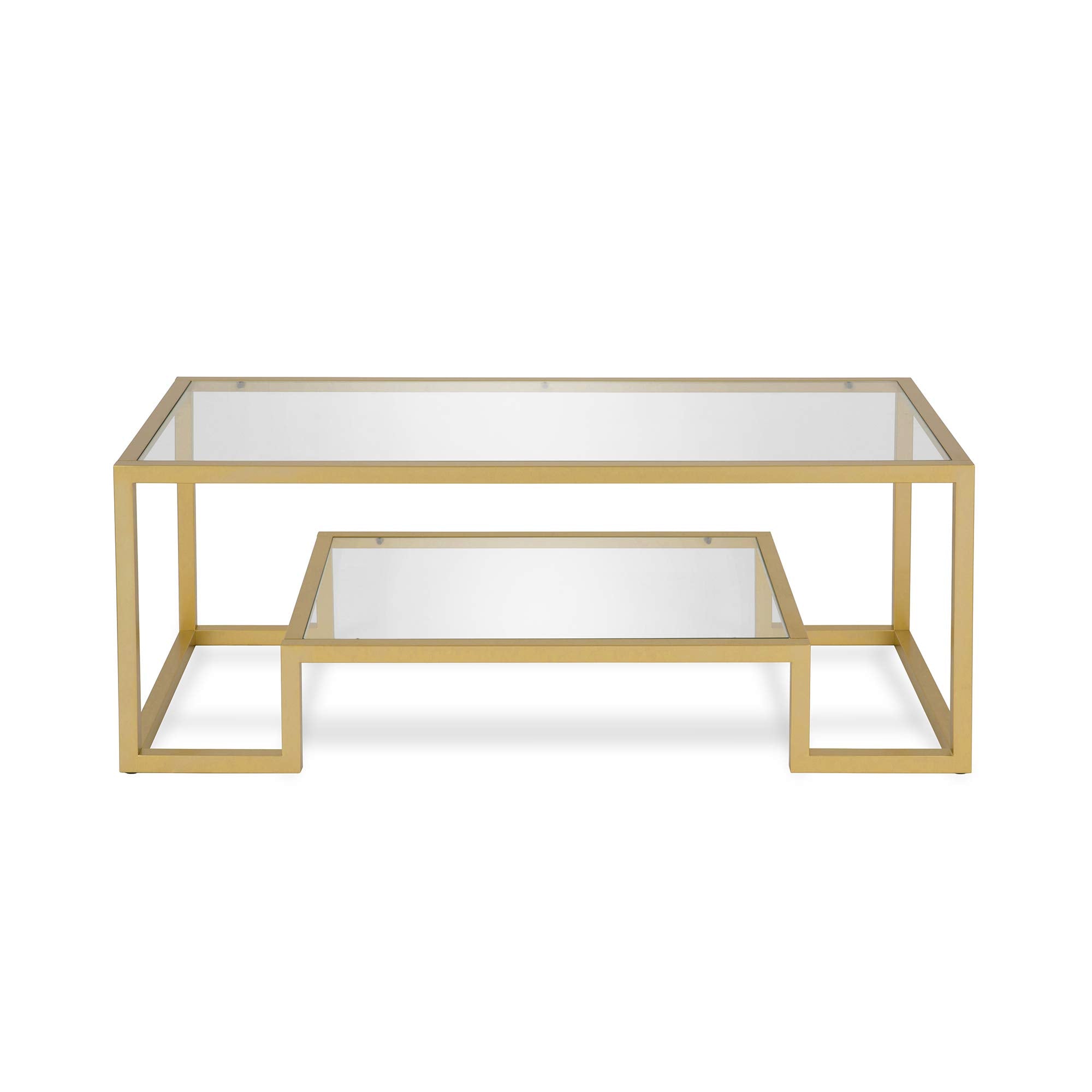 Henn&Hart 45' Wide Rectangular Coffee Table In Brass, Modern Coffee Tables For Living Room, Studio Apartment Essentials