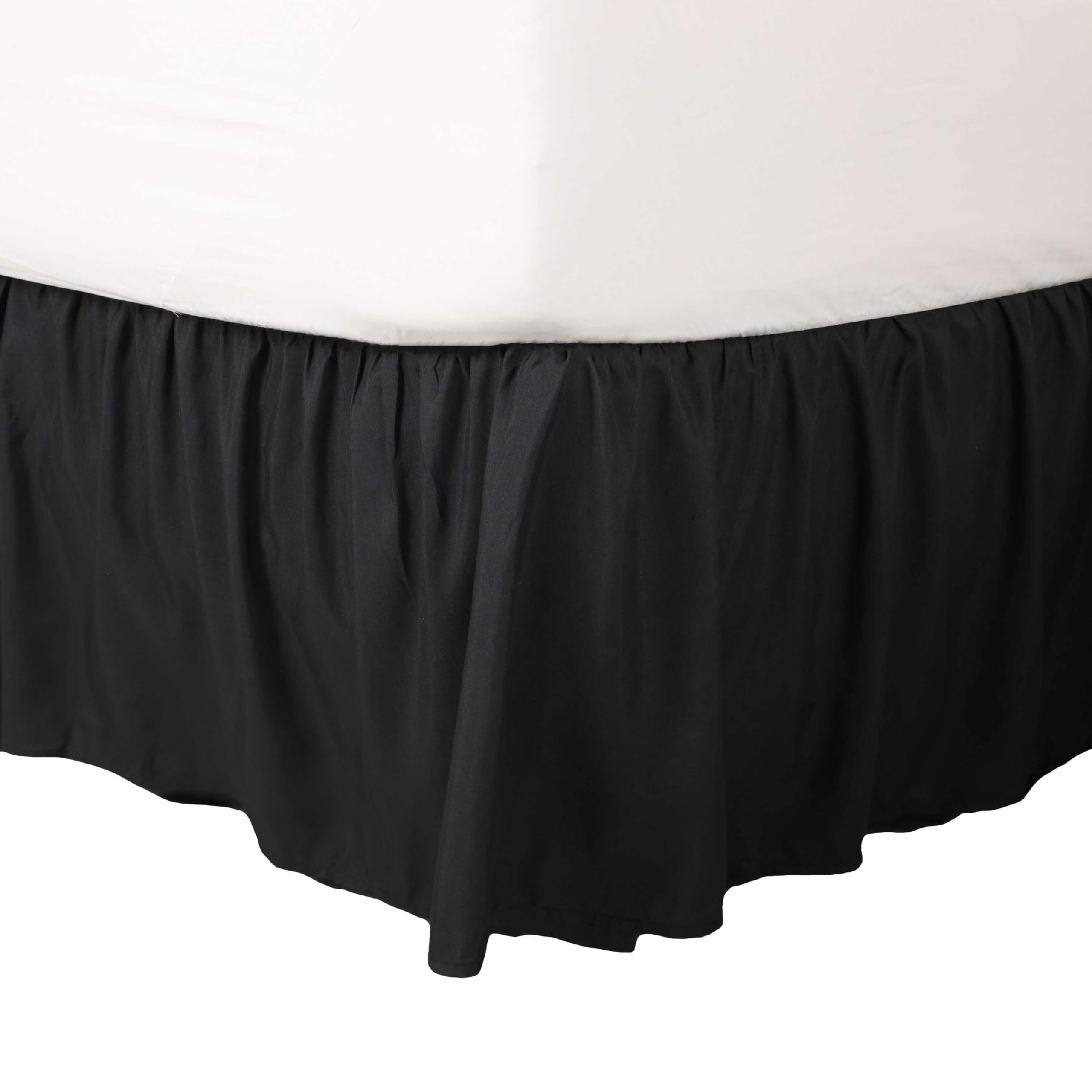 Martex Full Ruffle Bed Skirt | Easy Fit Bed Skirts | Microfiber Bed Skirt | 15 Inch Drop | Hotel Quality Bedskirt | Black