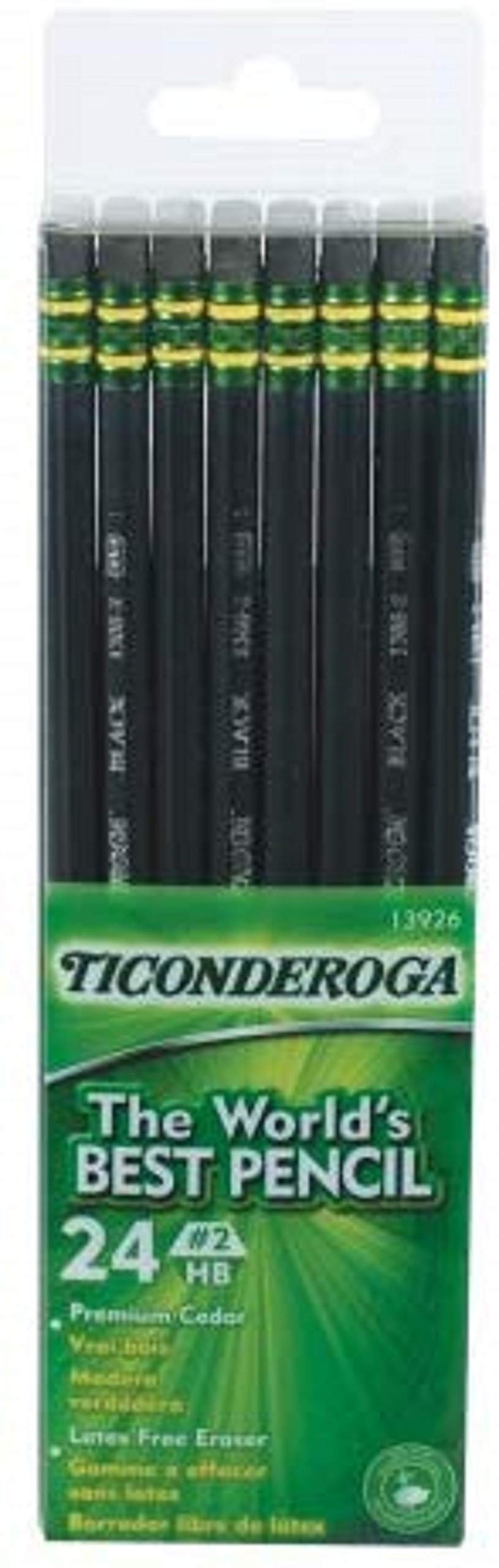 Ticonderoga No. 2 Soft Pencils, Twelve 24 Count Hang-Tab Boxes, Total 288 Pencils (Pack Of 12)- (Wood-Cased, Black Writing) In M