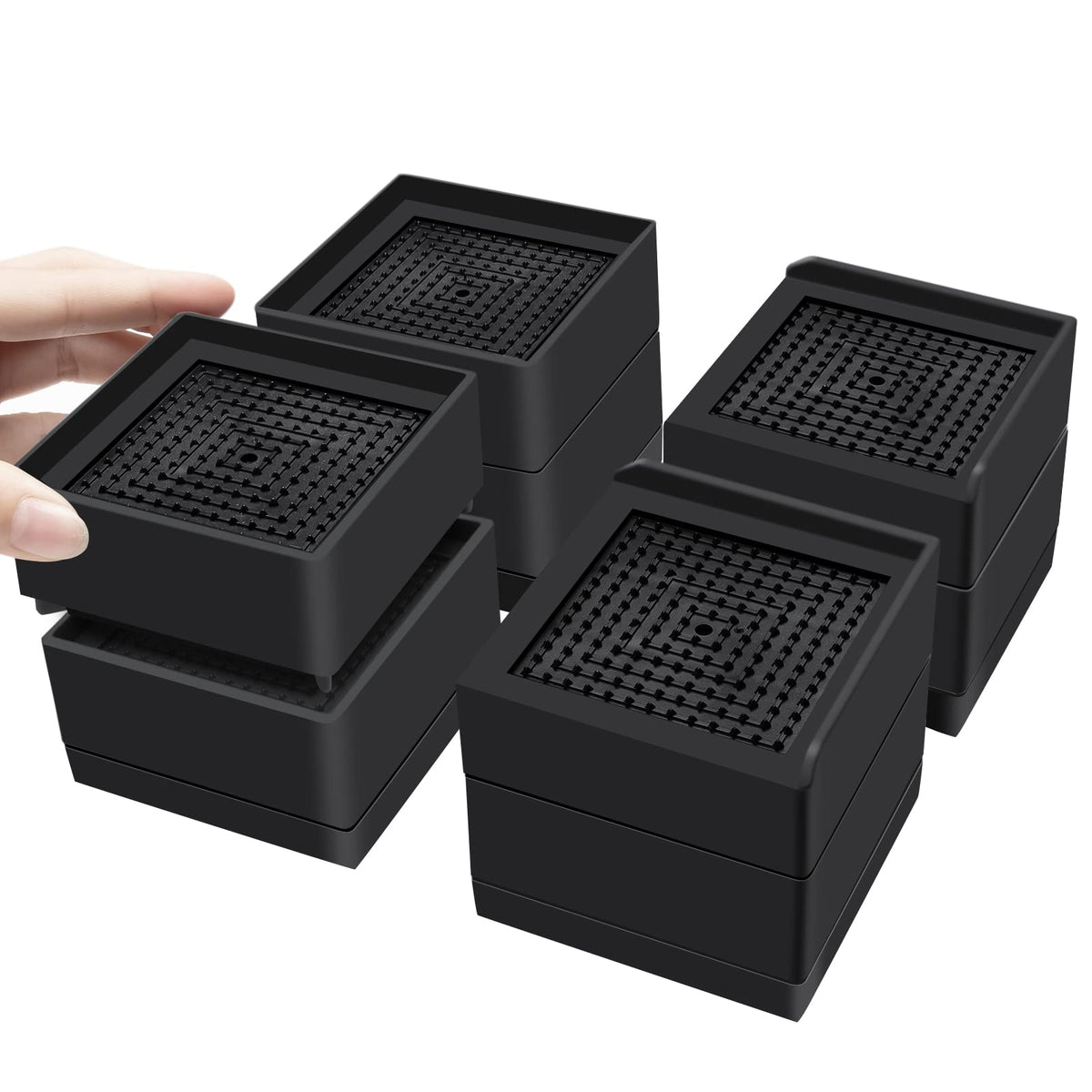 Flechazo Pack Of 8 Furniture Bed Risers, 2 Or 4 Inch Heavy Duty Adjustable Plastic Triangular Furniture Risers With Non-Slip Mat