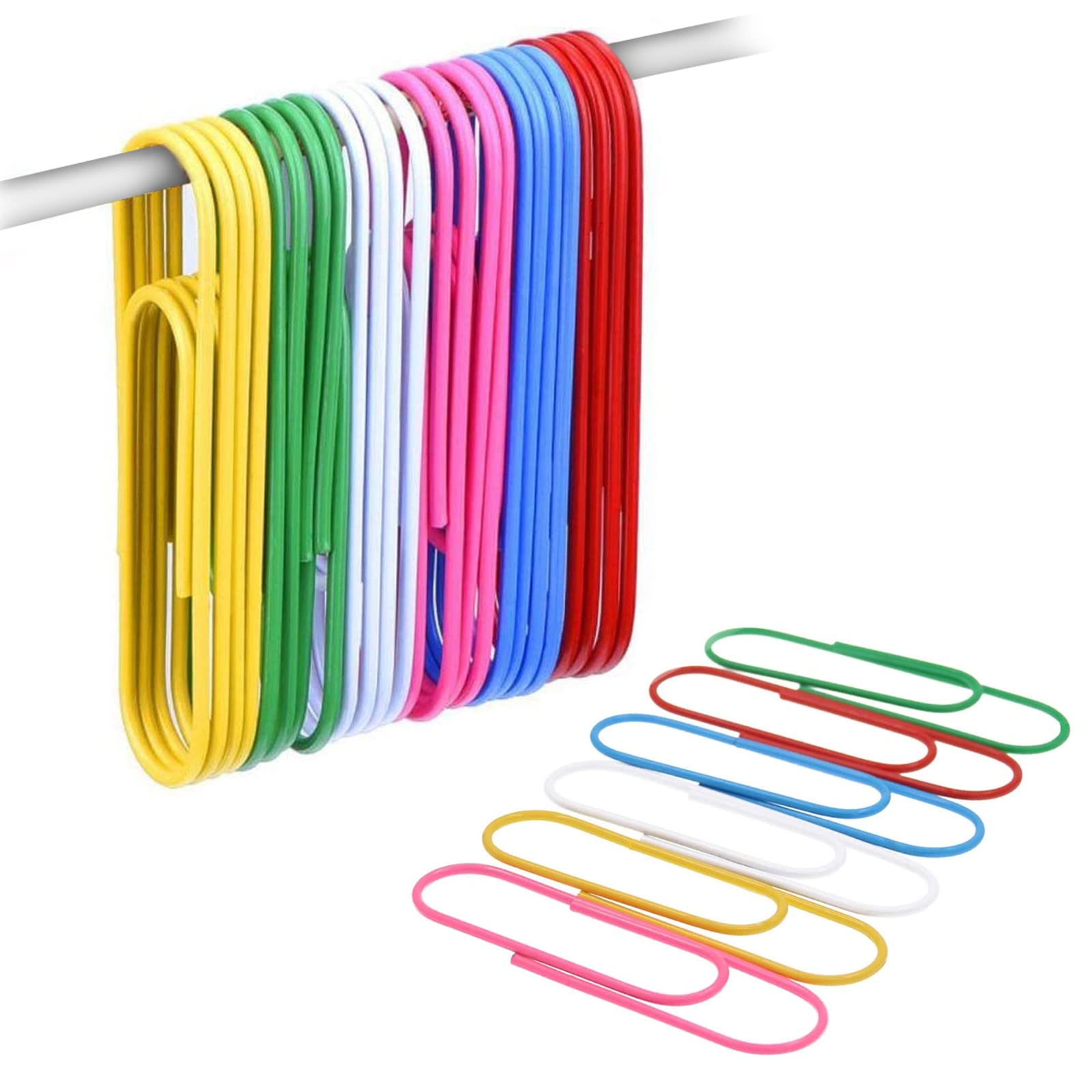 Jumbo Paper Clips 4 Inch Giant - Fortomorrow 40 Pcs Extra Large Paperclips Big Colored Paper Clip Vinyl Coated (6 Colors, 10Cm)