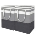 EZZLife Laundry Basket, 2 Pack 75L Large Collapsible Washing Basket Dirty Clothes Bin Hamper Storage Bags with Handles, Grey