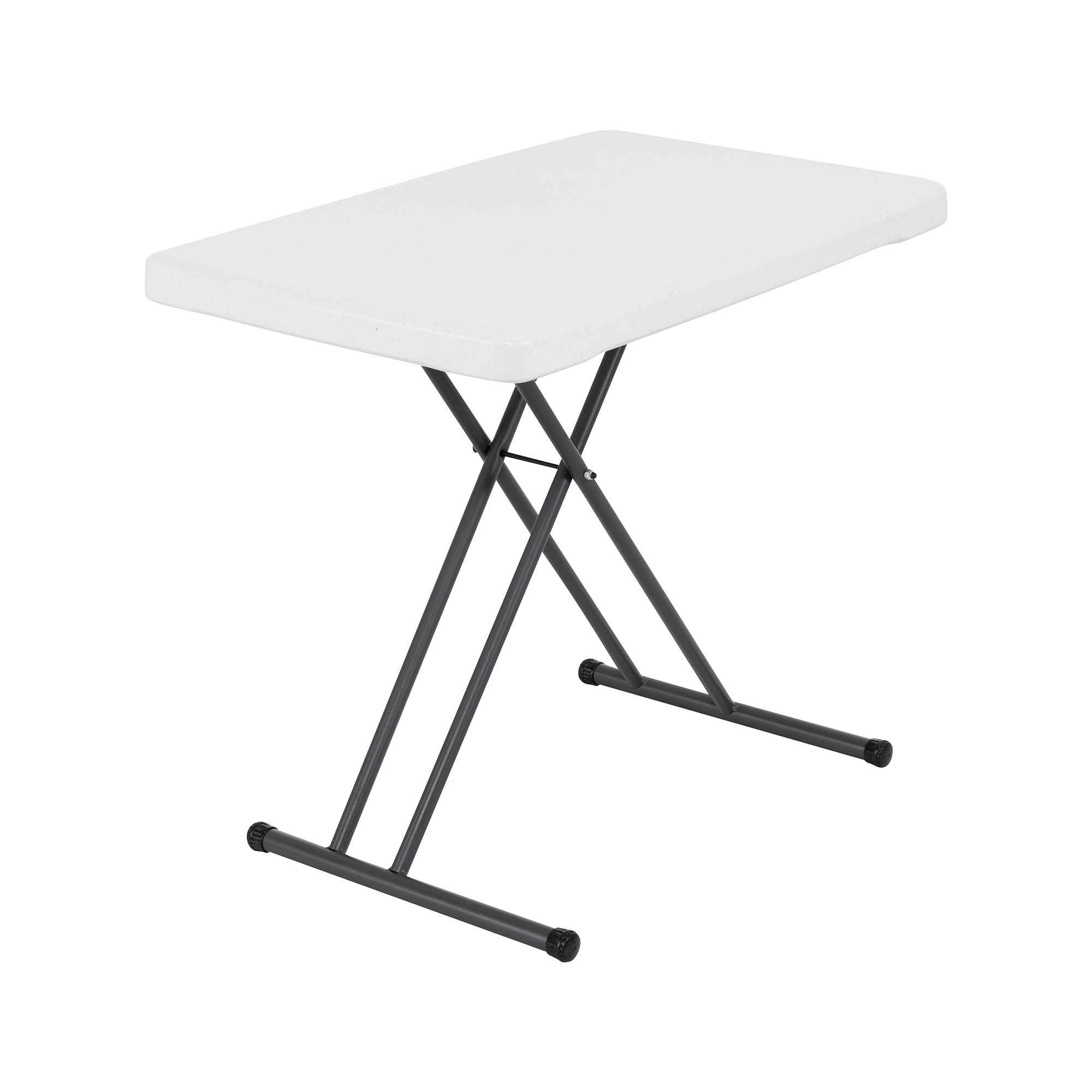 Lifetime 28241 Adjustable Folding Laptop Table TV Tray, 30 Inch, White Granite
