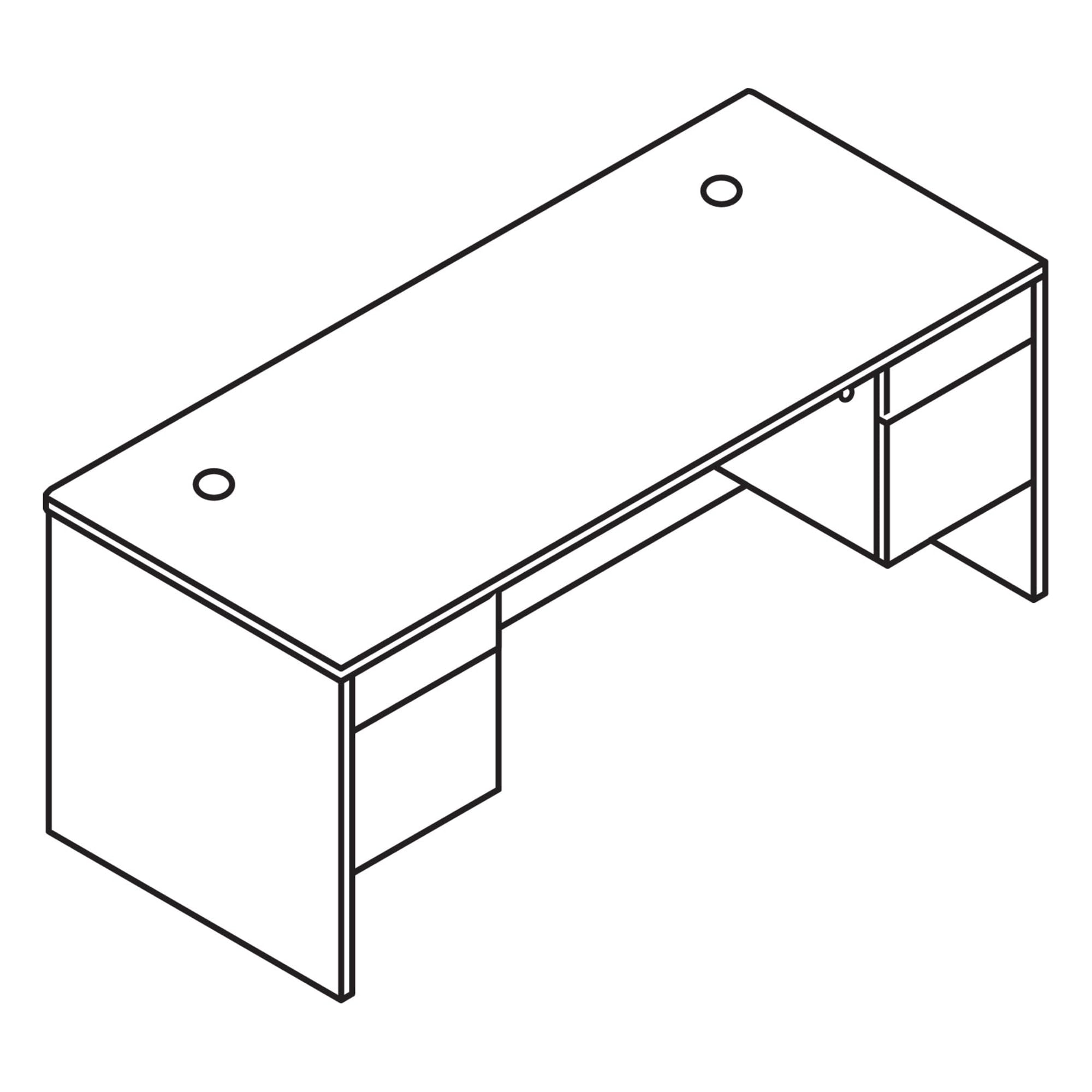 HON 10500 Series 72 by 36 by 29-1/2-Inch Double Pedestal Desk Shell, Mahogany