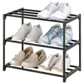 3-Tier Small Shoe Rack, Metal Stackable Kids Shoe Shelf Storage Zapateras Organizer,Narrow Shoe Rack Sturdy For Closet Hallway Entryway Living Room Bedroom (Black)