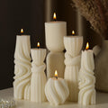 Threlaco 6 Pcs Pillar Candles Modern Aesthetic Ribbed Decorative Candle Set Cute Soy Wax Scented Ribbed Decor for Home(White,2.3