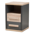 Baxton Studio Pandora 24.25-inch High 2-Drawer Nightstand, Dark Grey and Oak Light Brown (141-7961-HiT)