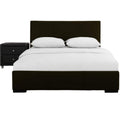 Hindes Upholstered Platform Bed, Brown, Twin with 1 Nightstand/ Brown
