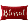 Nice Gift Inspirational Blessed Words Waist Lumbar Red Cotton Linen Throw Pillow Case Cushion Cover For Sofa Home Christmas Deco