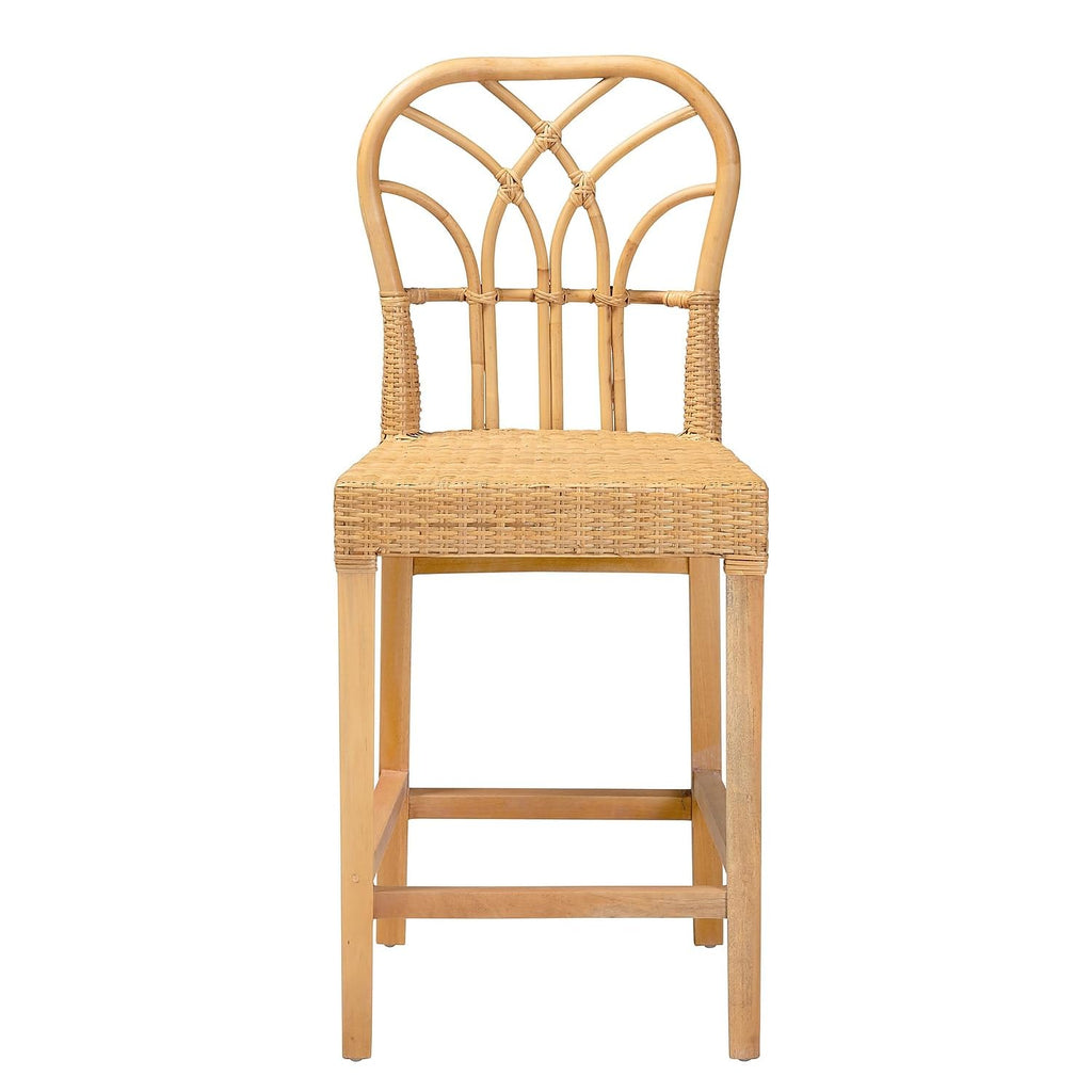 bali & pari Monaco Bohemian Natural Rattan Counter Stool, Natural (235-13138-HiT)