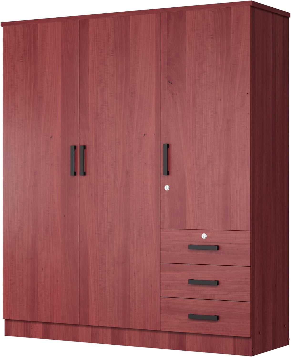 Violet Wardrobe Closet 3 Doors and 3 Drawers (Mahogany)
