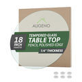 Augeno 18 inch Round 1/4 Thick Pencil Polished Edge Glass Table Top with 6 Bumpers - Tempered, Scratch Resistant & Safety Replac