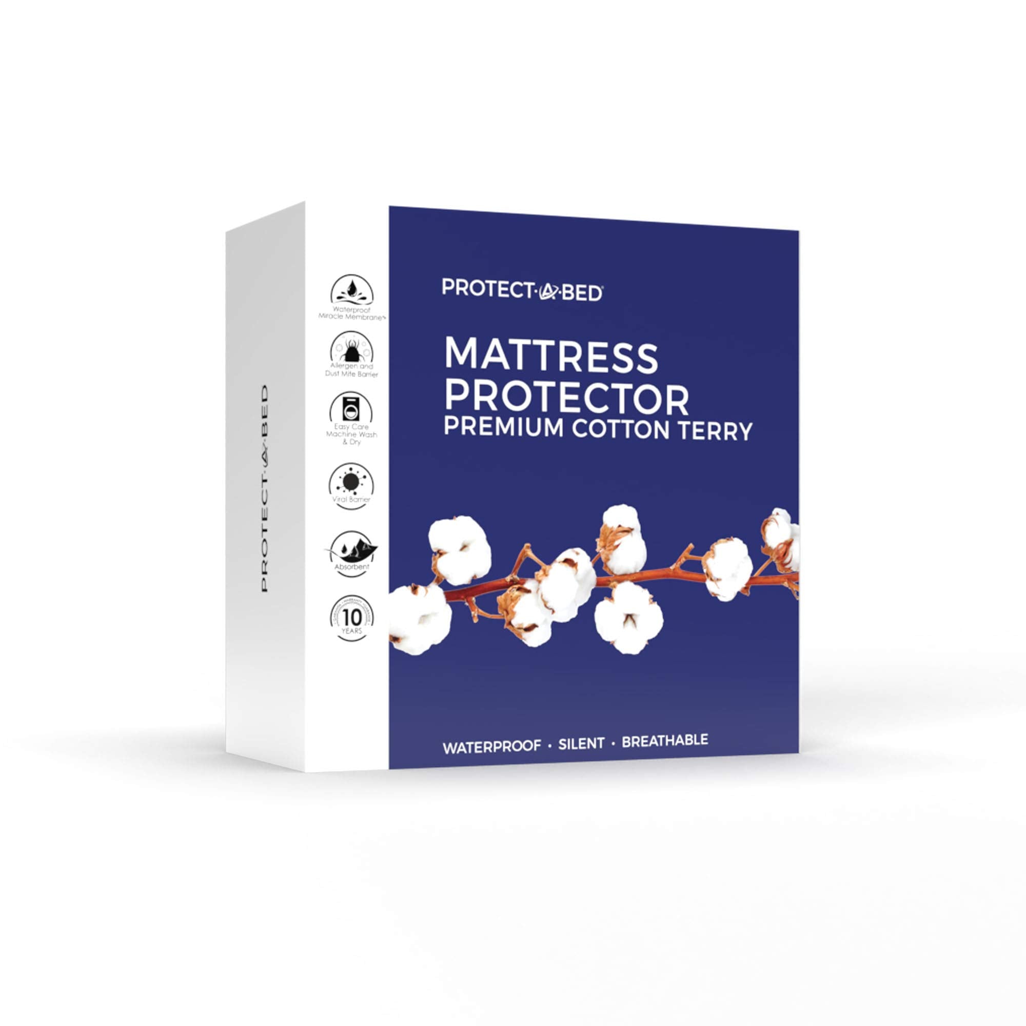 Protect-A-Bed Premium Waterproof California King Mattress Protector, White