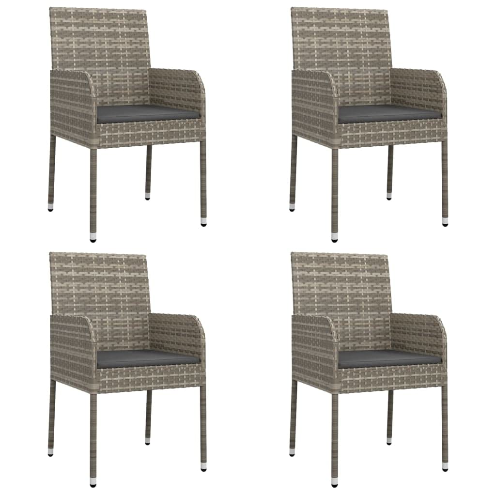 vidaXL 3-Piece Outdoor Patio Dining Set - Weather-Resistant Poly Rattan Garden Furniture Set with Cushions - Black and Gray