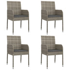 vidaXL 5-Piece Patio Dining Set - Outdoor Table and Chairs Ensemble with Weather-Resistant Poly Rattan in Black and Gray - Includes Cushions, Onesize