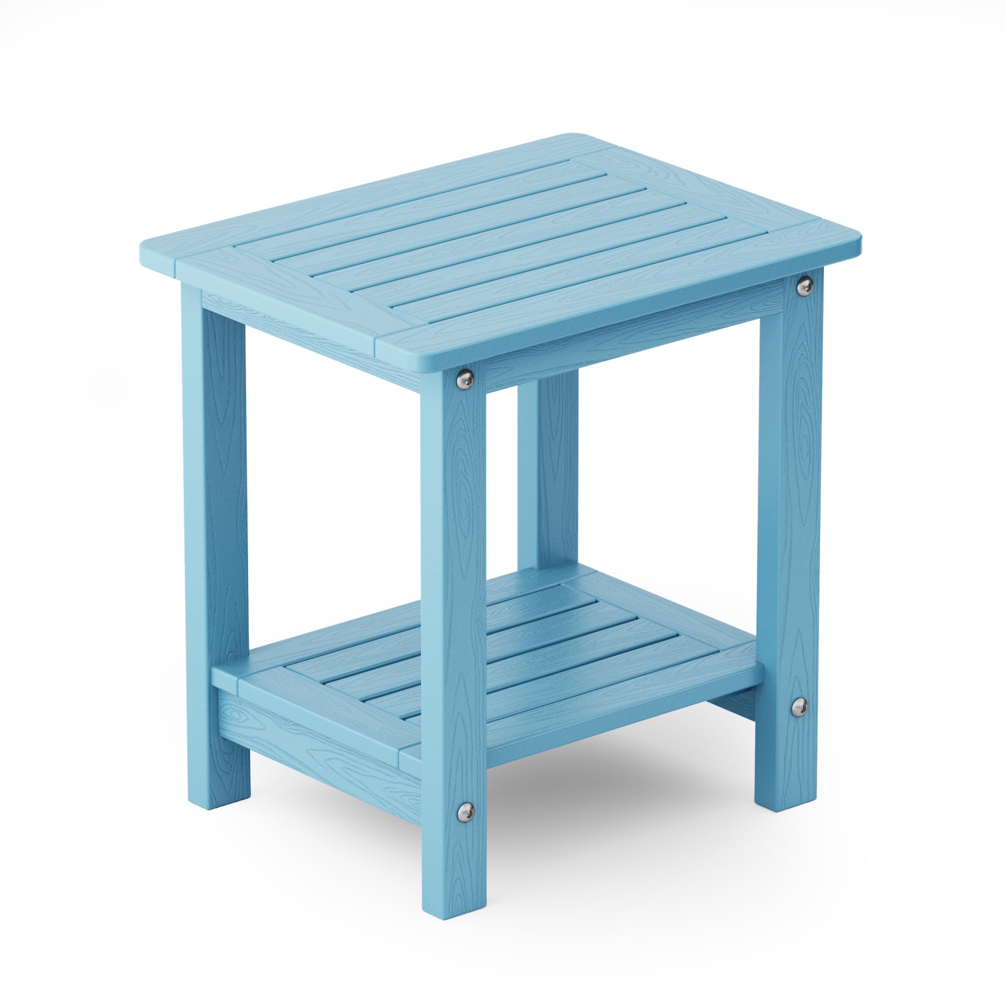 Yefu Small Table Side Tables Outdoor Coffee Table For Patio Living Room Bedroom(Blue, Double Layer)