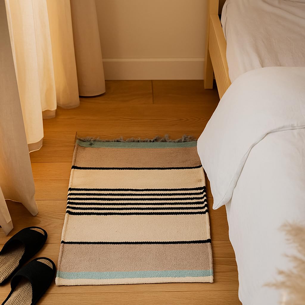 Pack of 2 Bathroom Mats Anti Slip | Soft Absorbent Bath Mat Set | Washable Floor Mats for Home Entrance, Bedroom & Main Door | Q