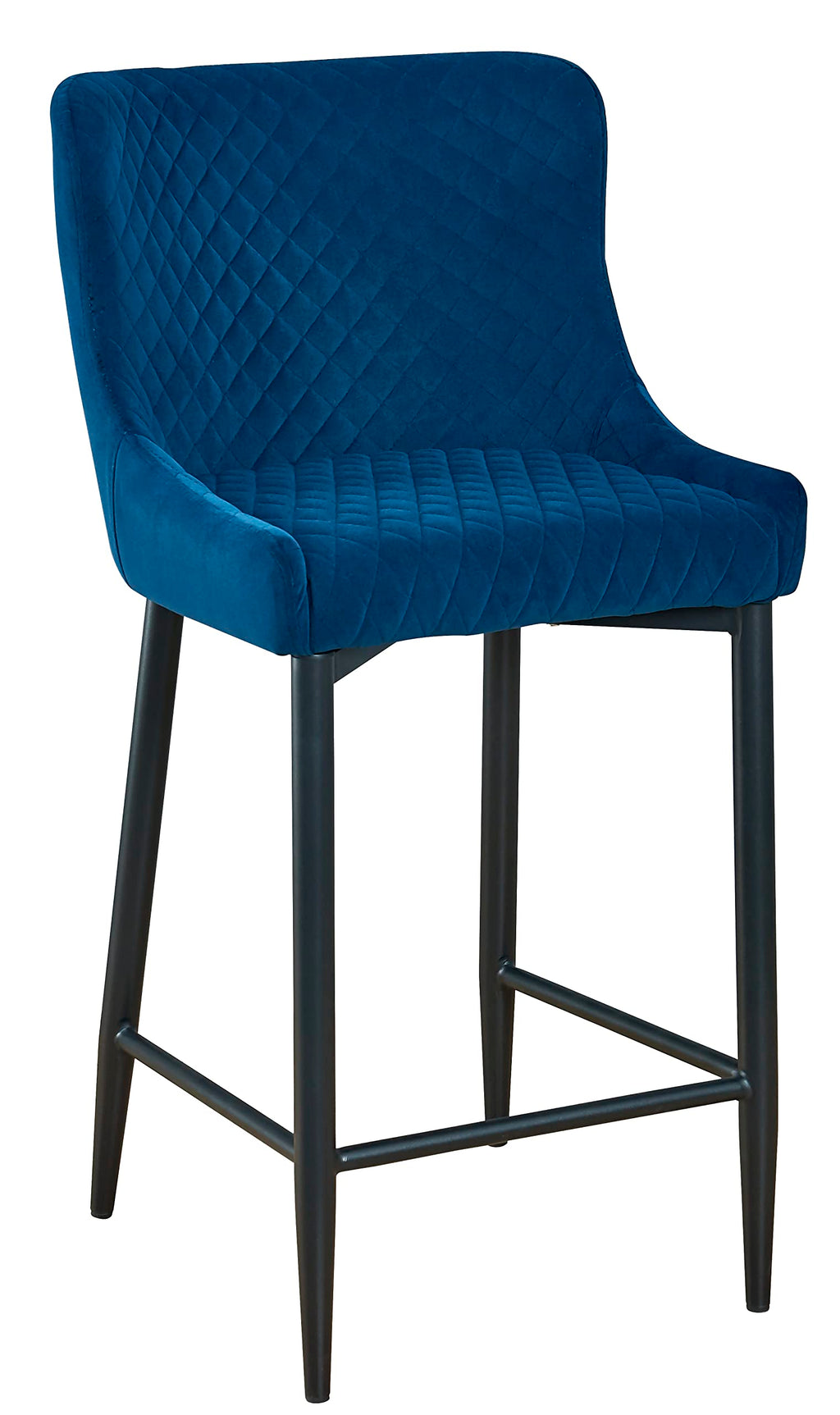 Neos Modern Furniture Upholstered Barstool With Tufted Blue Velvet Fabric,26&Quot;, Set Of 2