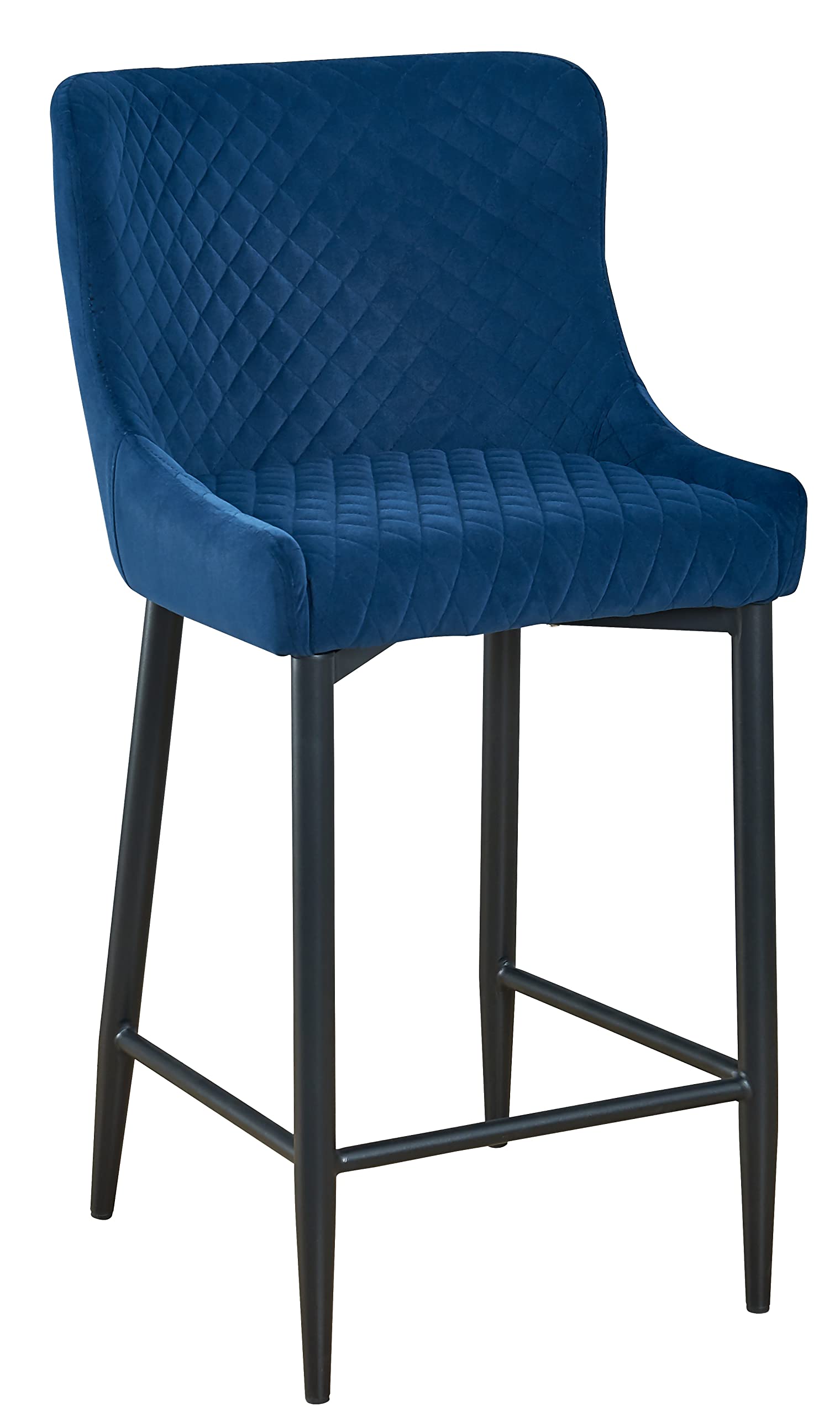 Neos Modern Furniture Upholstered Barstool With Tufted Blue Velvet Fabric,26&Quot;, Set Of 2