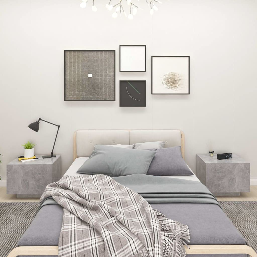 vidaXL Bedside Cabinet Home Indoor Living Room Bedroom Nightstand Side Cabinet Couch Table Telephone Stand Furniture Concrete Gray Engineered Wood