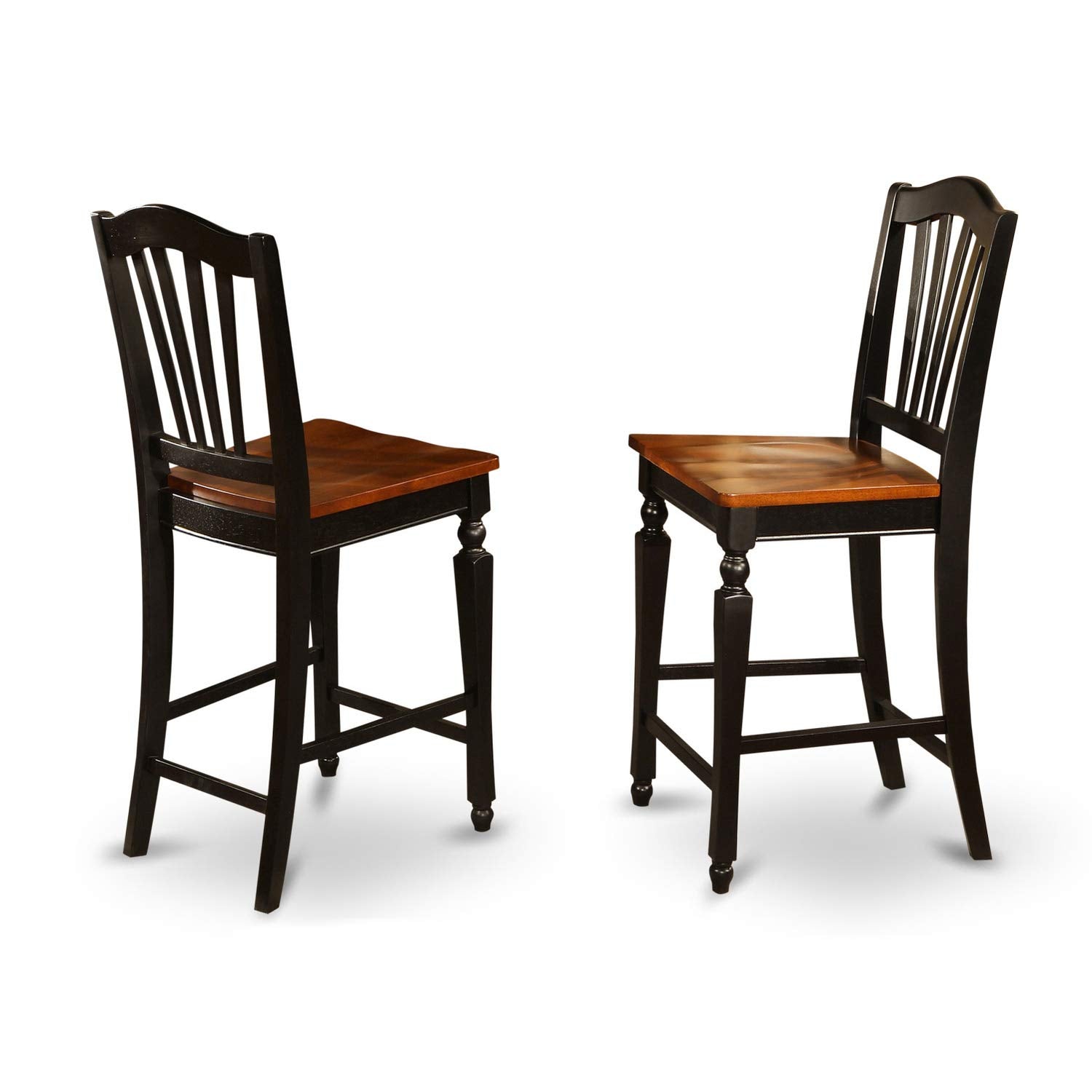 East West Furniture CHEL7-BLK-W Chelsea 7 Piece Counter Height Pub Set Consist of a Square Table with Butterfly Leaf and 6 Dining Room Chairs, 54x54 Inch