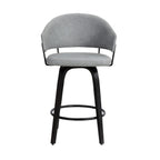HomeRoots Gray 26' Dark Grey Faux Leather Black Wood Swivel Bar Stool