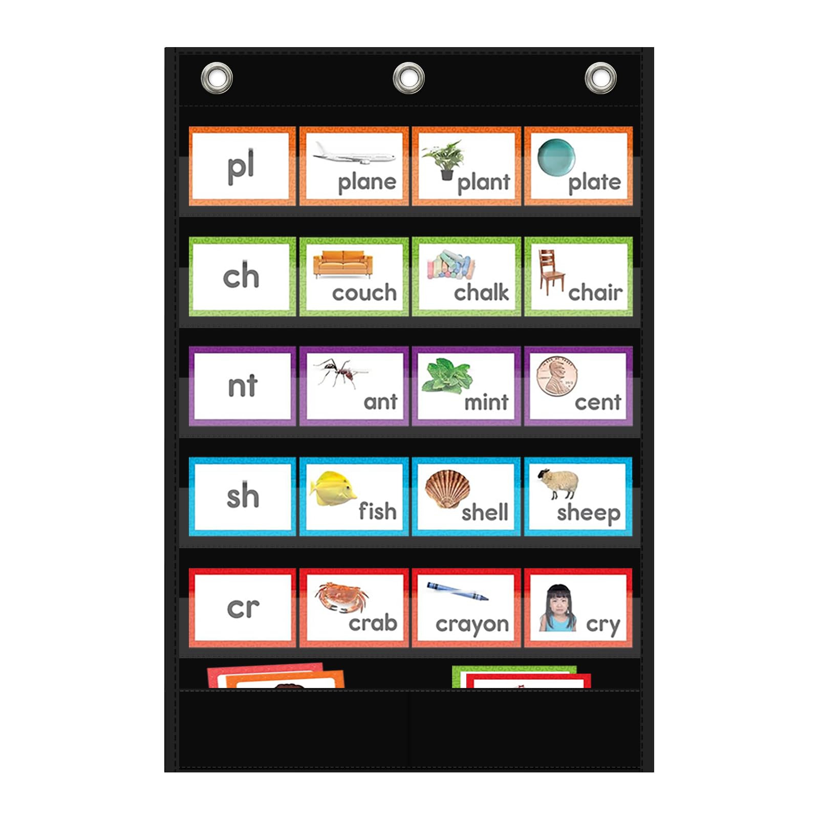 Ancomedo 5+1 Pockets Standard Pocket Chart, Clear 5 Pockets Words Chart With Extra Storage Pocket For School Home Office Use,Sta