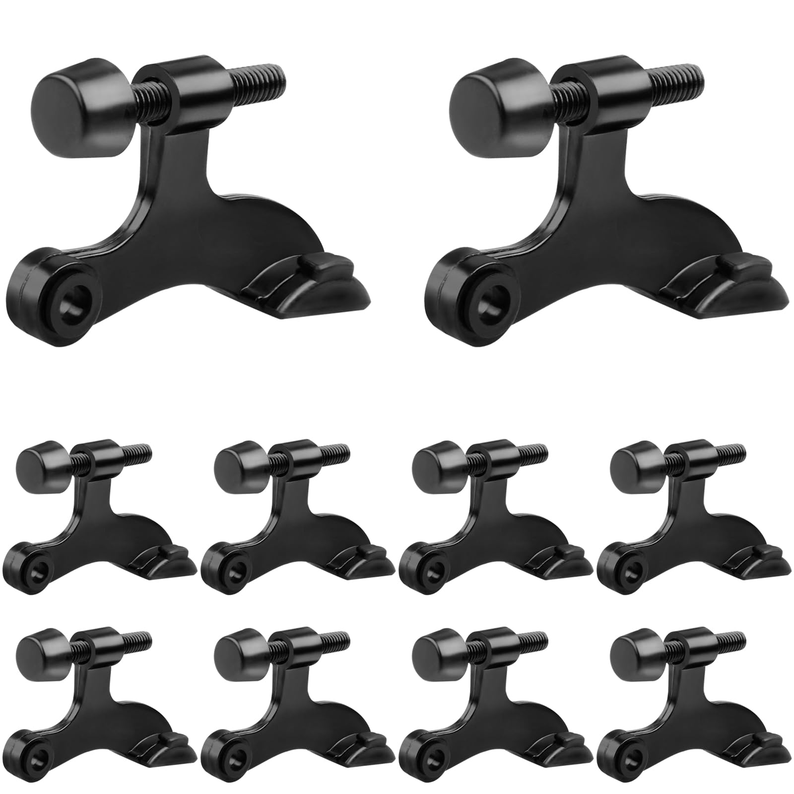 Obtanim 8 Pack Hinge Pin Door Stopper Heavy Duty Metal Adjustable Door Stops With Rubber Bumper Tips (Black)