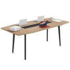 Tribesigns 6Ft Conference Table, 70.86L X 35.43W X 29.52H Inches Boat Shaped Meeting Table, Modern Seminar Table For Office Meeting Conference Room (Light Wood Grain, 6Ft)