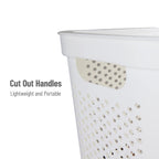 Mind Reader 60L Slim Laundry Hamper, Clothes Basket, Lid, Ventilated, Plastic, 17.25''L X 13.75''W X 23.5''H, Set Of 2, White