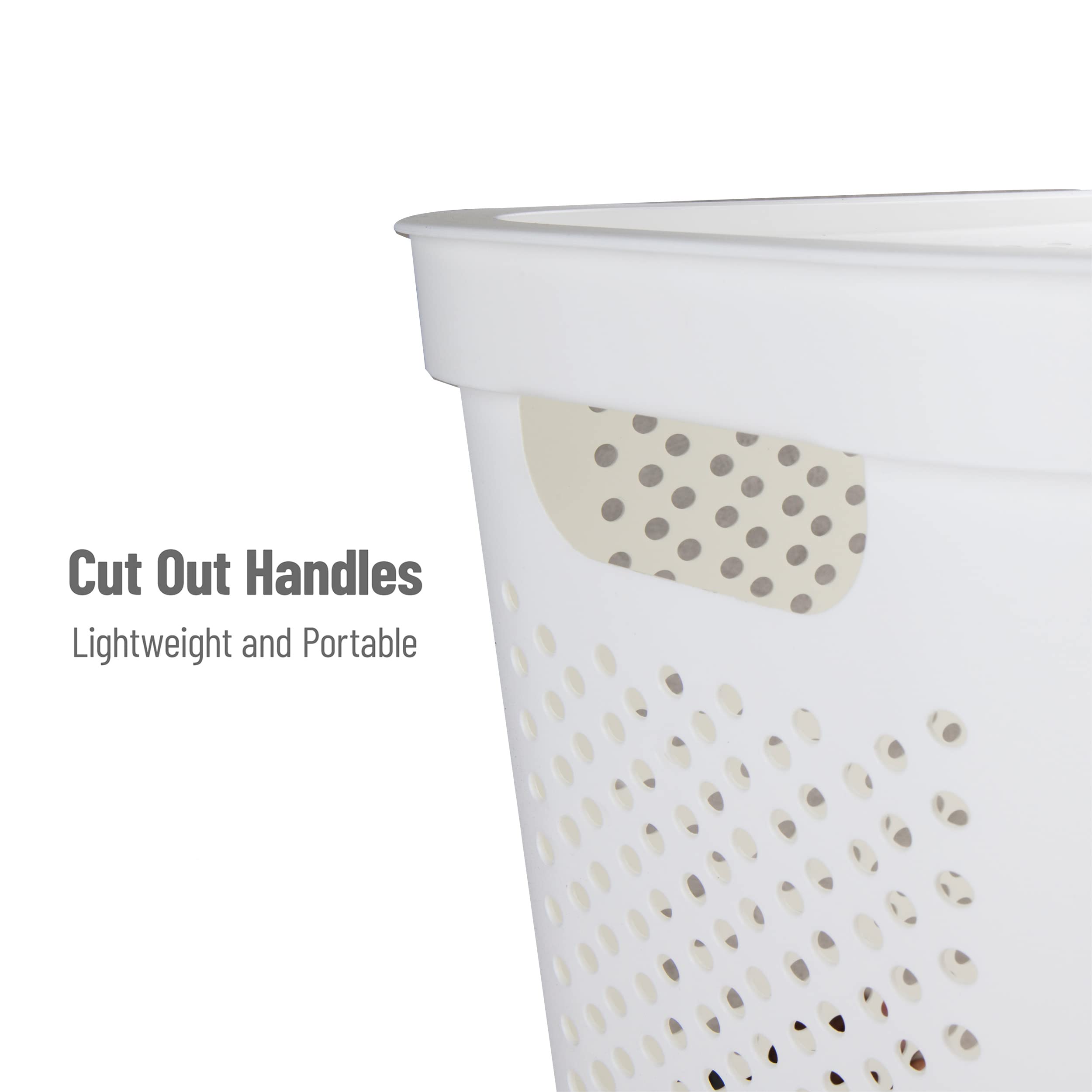 Mind Reader 60L Slim Laundry Hamper, Clothes Basket, Lid, Ventilated, Plastic, 17.25''L X 13.75''W X 23.5''H, Set Of 2, White