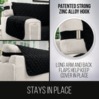 Sofa Shield Patented Couch Slip Cover, Large Cushion Protector, Reversible Stain And Dog Tear Resistant Slipcover, Quilted Microfiber 78” Seat, Washable Covers For Dogs Pets Kids, Black Gray