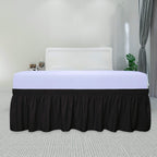 Purefit Wrap Around Ruffled Bed Skirt With Adjustable Elastic Belt - 18 Inch Drop Easy To Put On, Wrinkle Free Bedskirt Dust Ruffles, Bed Frame Cover For Twin, Twin Xl And Full Size Beds, Black