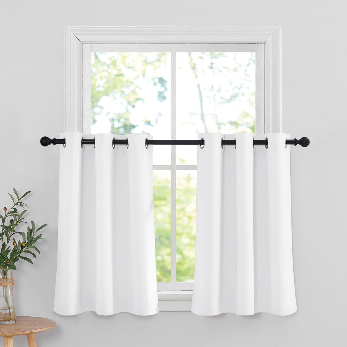 Ryb Home Blackout Curtains For Kitchen, Room Darkening Privcay Half Window Valance Solid Grommet Drapes For Bathroom Closet Base