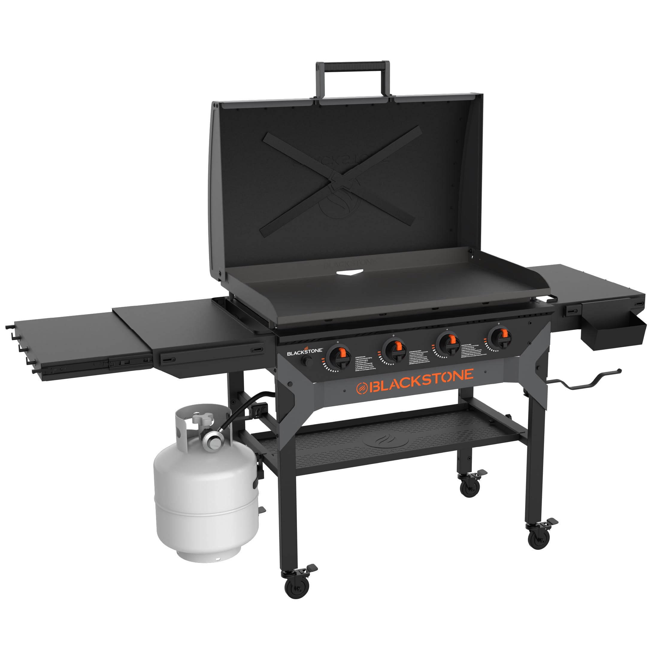 Blackstone 2310 Iron Forged 36    Omnivore Griddle With X-Braced Hood, Powder Coated Steel, Black
