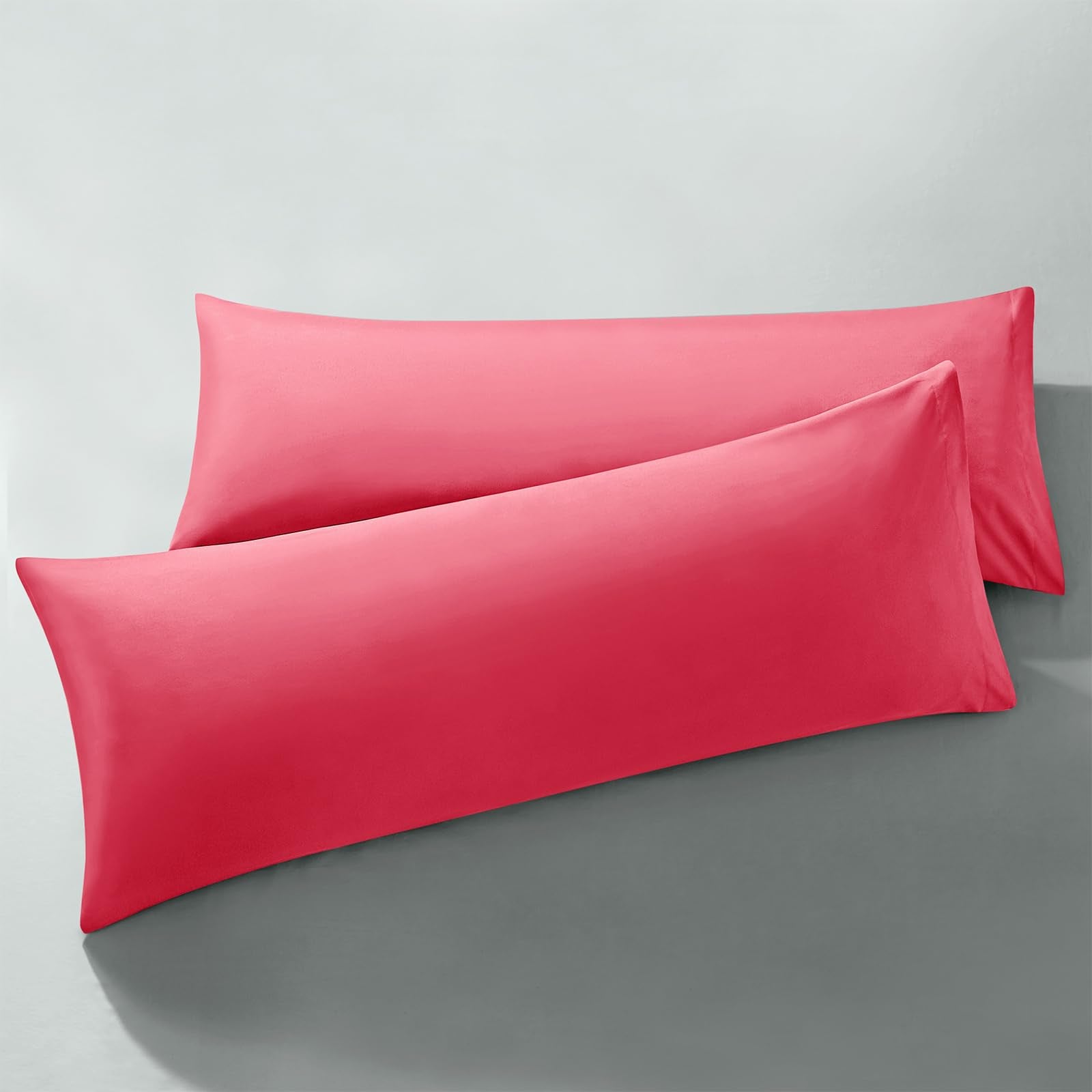 Milvowoc 2Pcs Brushed Microfiber Body Pillowcases - 20 X 48 Inch, Hot Pink Pillow Case Set Soft Non Slip Envelope Pillow Cover W