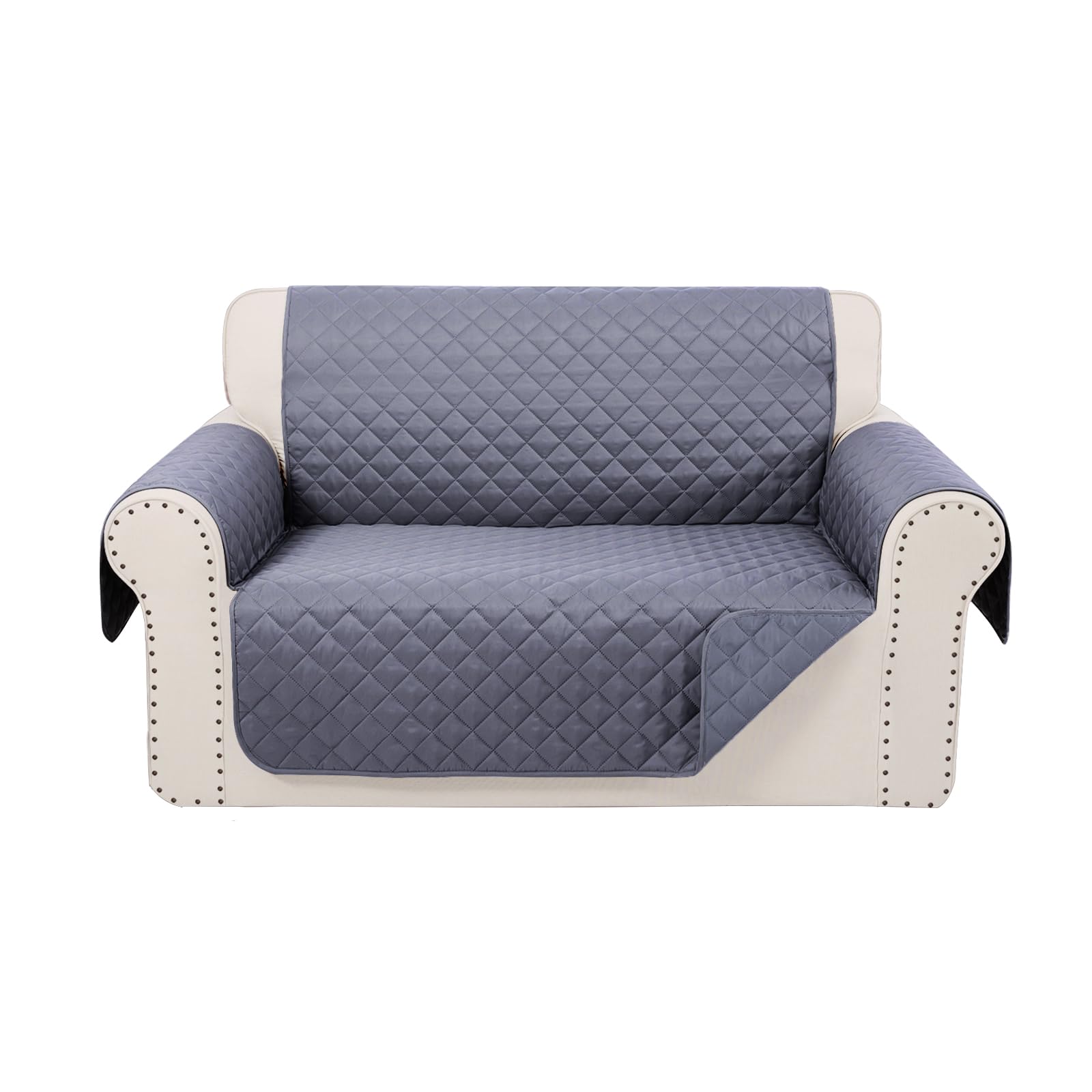 Luxshare Home Reversible Loveseat Sofa Covers Couch Cover Furniture Protector(Loveseat Small,Dark Grey/Dark Grey)