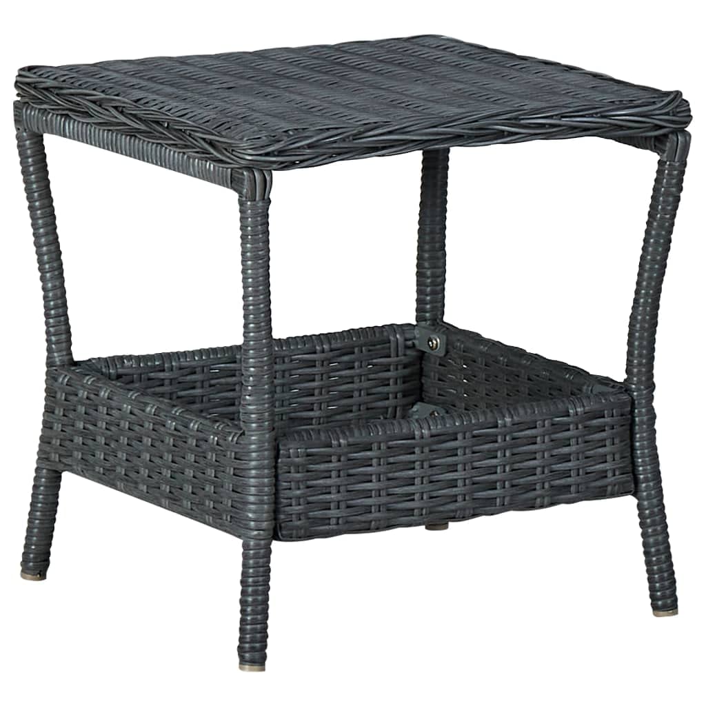 vidaXL Outdoor Side Table, Patio End Table with Storage, Coffee Table, Garden Furniture for Front Porch Deck Lawn Backyard Balcony, Modern, PE Rattan Gray