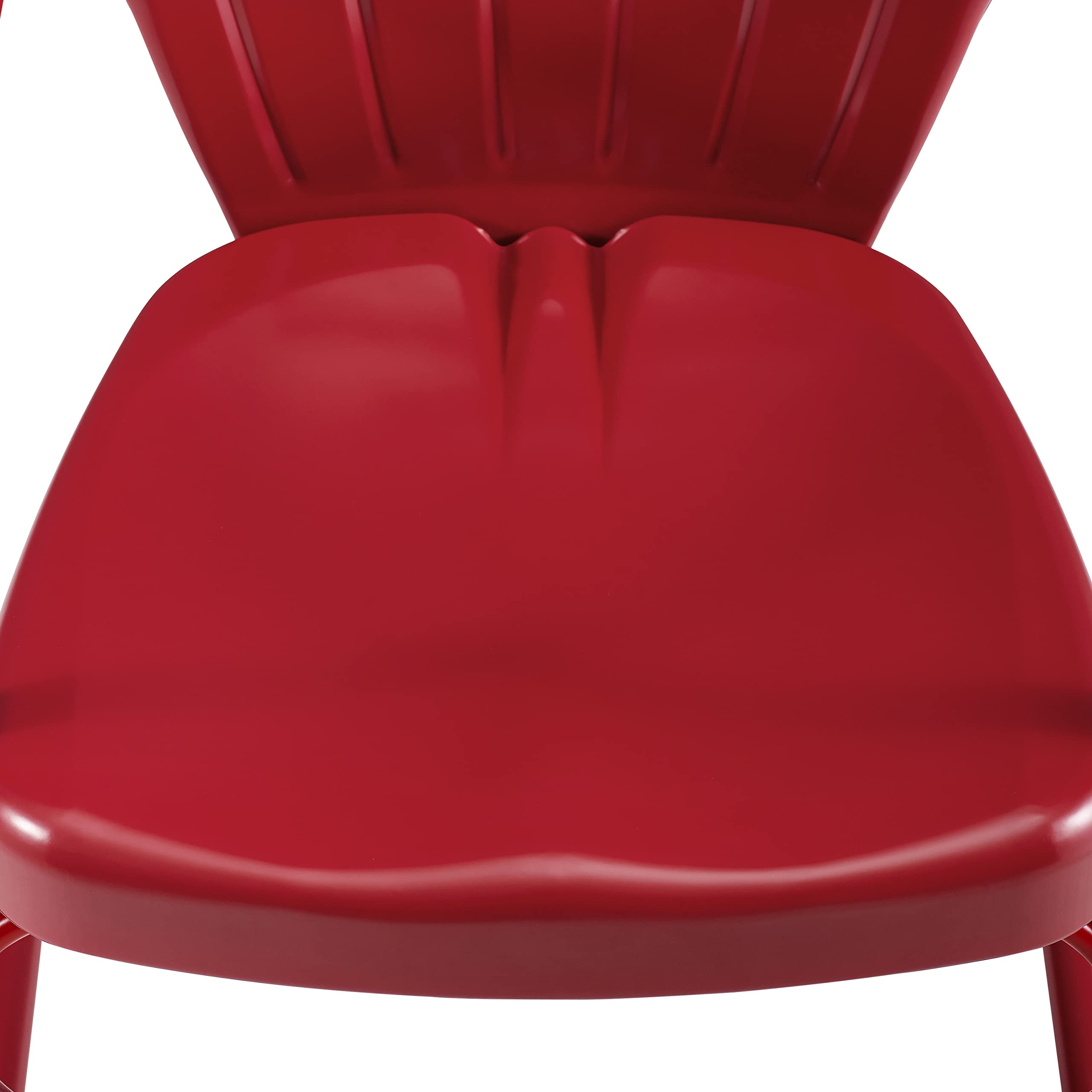 Crosley Furniture Ridgeland 5-Piece Outdoor Dining Set for 4, Retro Metal Round Patio Table and Chairs, Bright Red Gloss