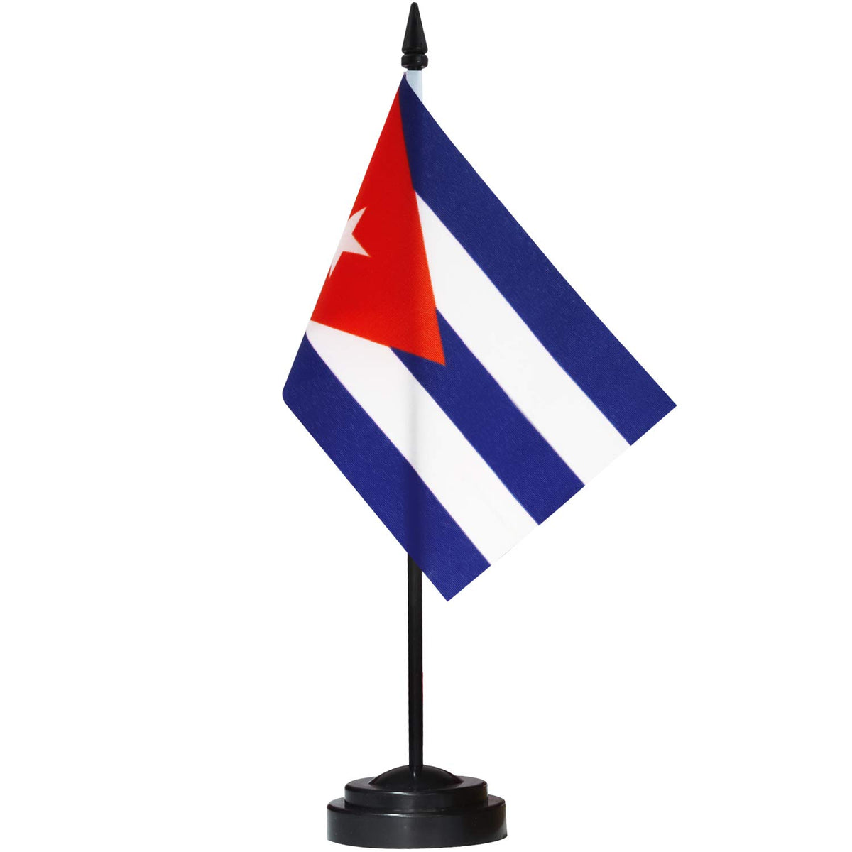 Anley Cuba Deluxe Desk Flag Set - 6 X 4 Inch Miniature Cuban Desktop Flag With 12' Solid Pole - Vivid Color And Fade Resistant