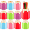 Henoyso 10 Pieces Pencil Shaped Cups For Classroom Pencil Dispenser Bulk Cute Pen Holders Storage Desktop Colorful Makeup Brush