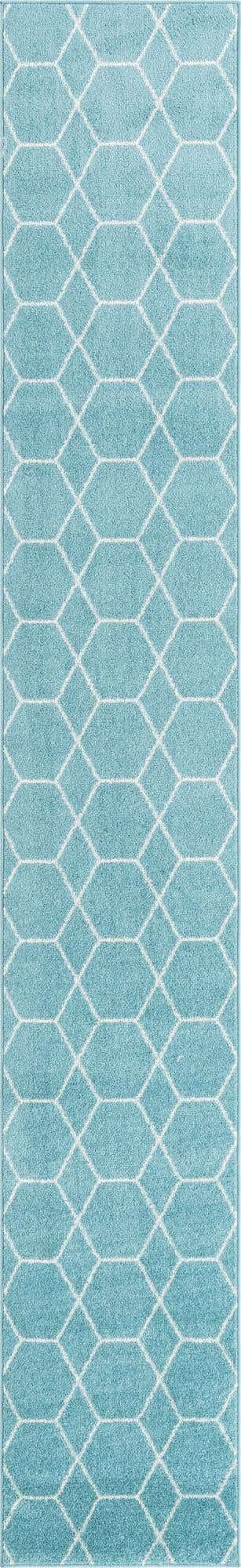 Unique Loom Trellis Frieze Collection Area Rug - Geometric (2 x 13 1 Runner, Light Blue/ Ivory)