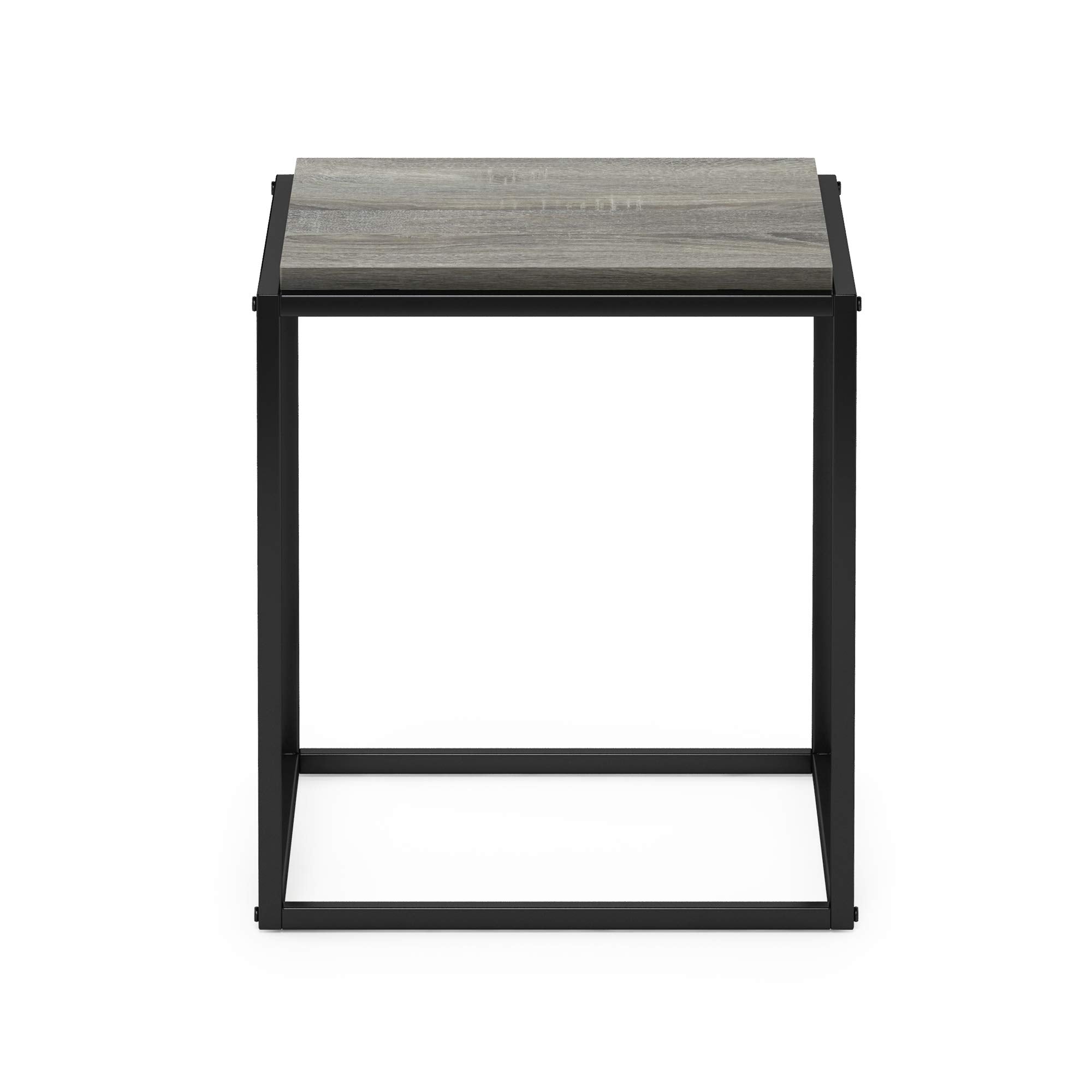 Furinno Moretti Cube Modern Stackable End Table Shelf, French Oak Grey